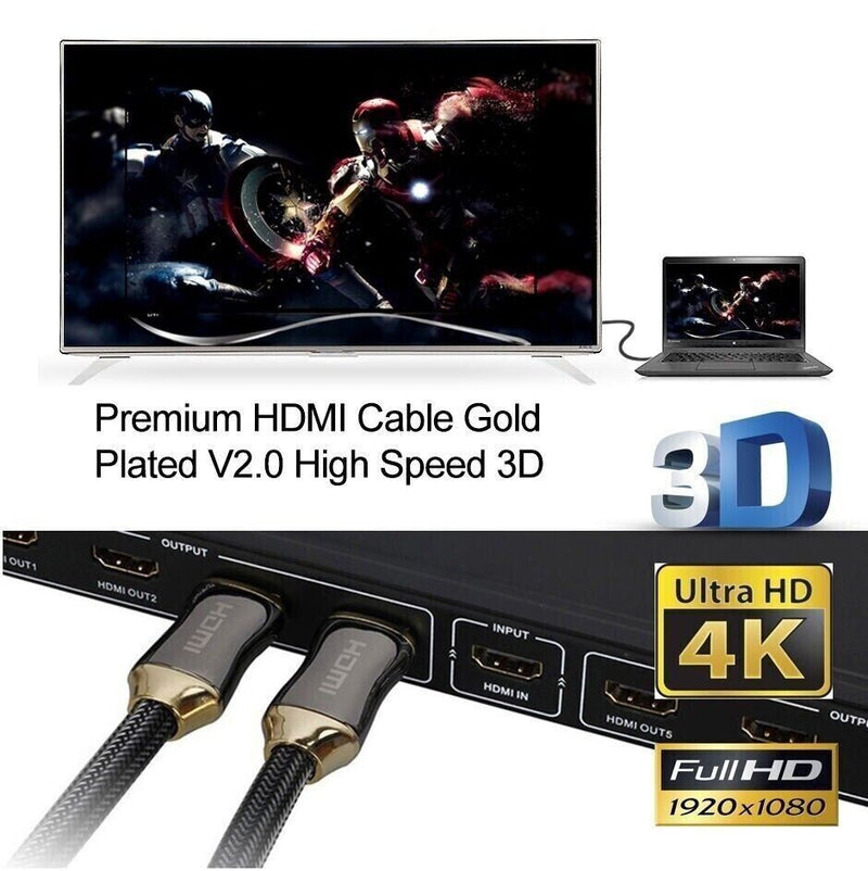 4K Premium Gold Plated HDMI To HDMI Cable Ultra HD Premium V2.0 5m