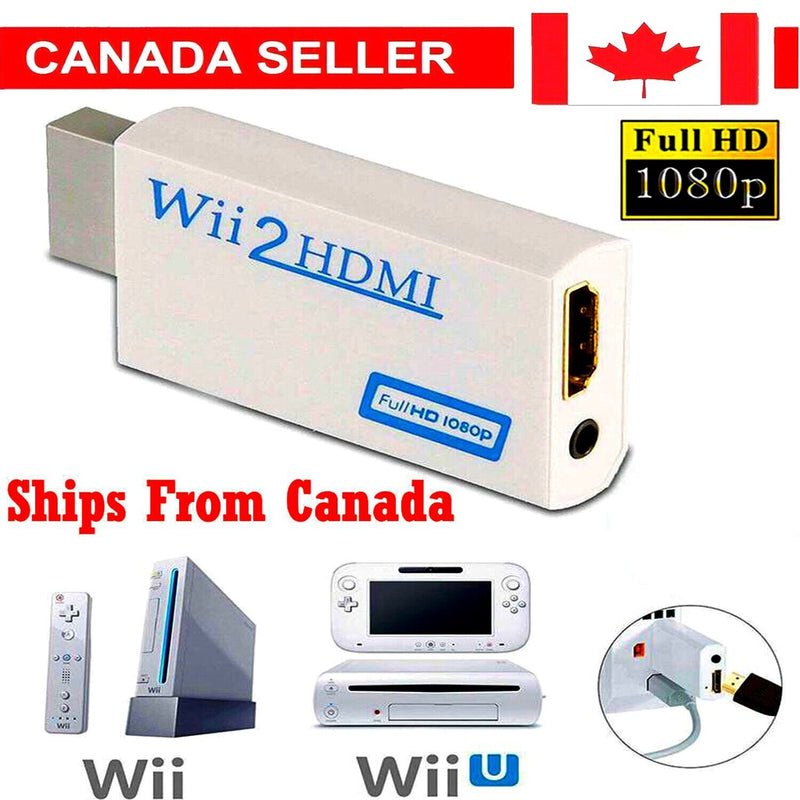 White Portable Wii to HDMI Wii 2 HDMI Full HD Converter Audio Output Adapter TV