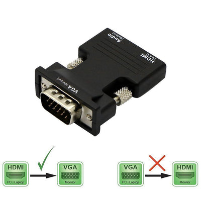 HDMI to VGA Adapter with 3.5mm Audio for Computer Projector, HDTV NEW K