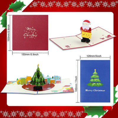 2 Pack Luxury Handmade Pop Up 3D Christmas Cards Assortment for Xmas New Year CA