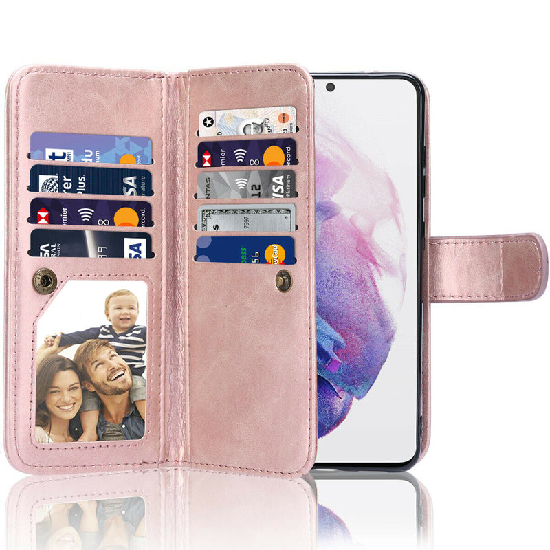 Women Magnetic Detachable Purse Wallet Case for Galaxy S21+ Plus 6.7", ROSE Gold