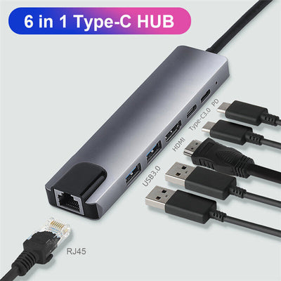 3/5/6/7/8in 1 Type C Hub to USB 3.0 HDMI PD Adapter Docking Station for MacBook