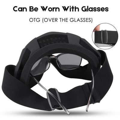 Anti Fog & OTG Snowboard Snowmobile Goggles -Crystal and Wide View & Anti-Fog CA