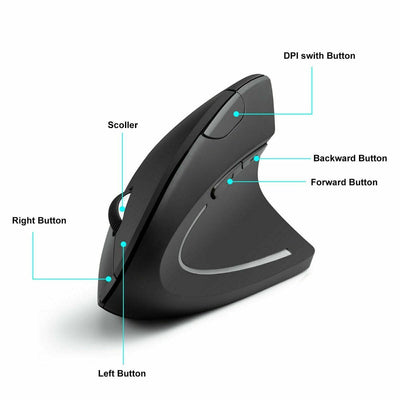 Wireless Ergonomic 2.4GHz Vertical Optical Mouse Design Mice for Laptop Computer