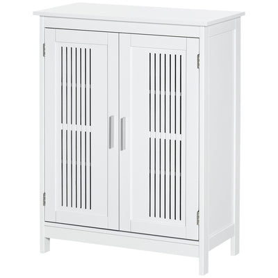 Bathroom Floor Cabinet, Freestanding Linen Cabinet, Storage Cupboard, White