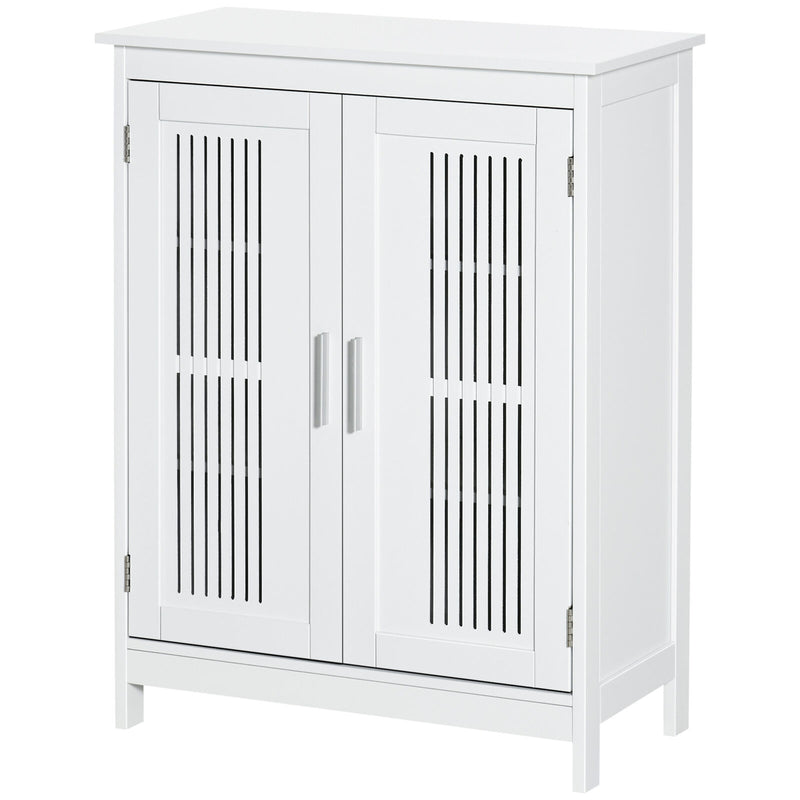 Bathroom Floor Cabinet, Freestanding Linen Cabinet, Storage Cupboard, White
