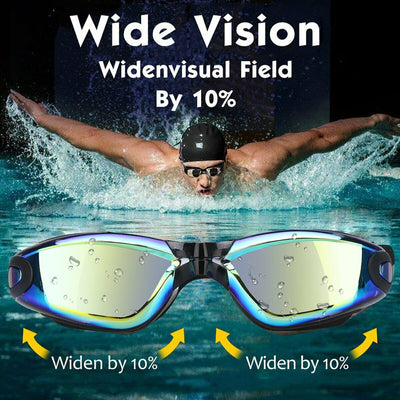 Pro Swimming Goggles No Leaking Anti Fog UV Crystal Clear Vision with Free Case