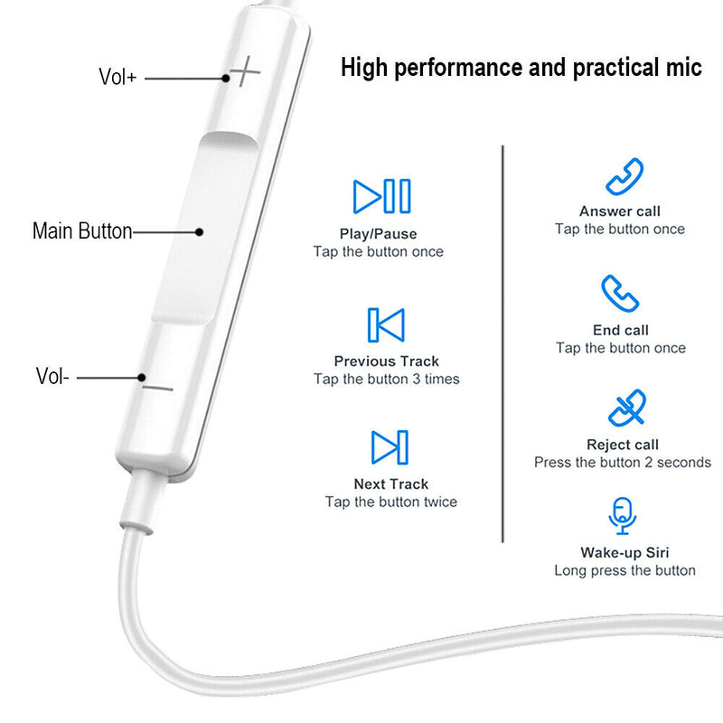 3.5mm Jack HD Stereo Wired Headphones for iPhone 5S SE 6 6S, Galaxy S6 S7 S8 S9