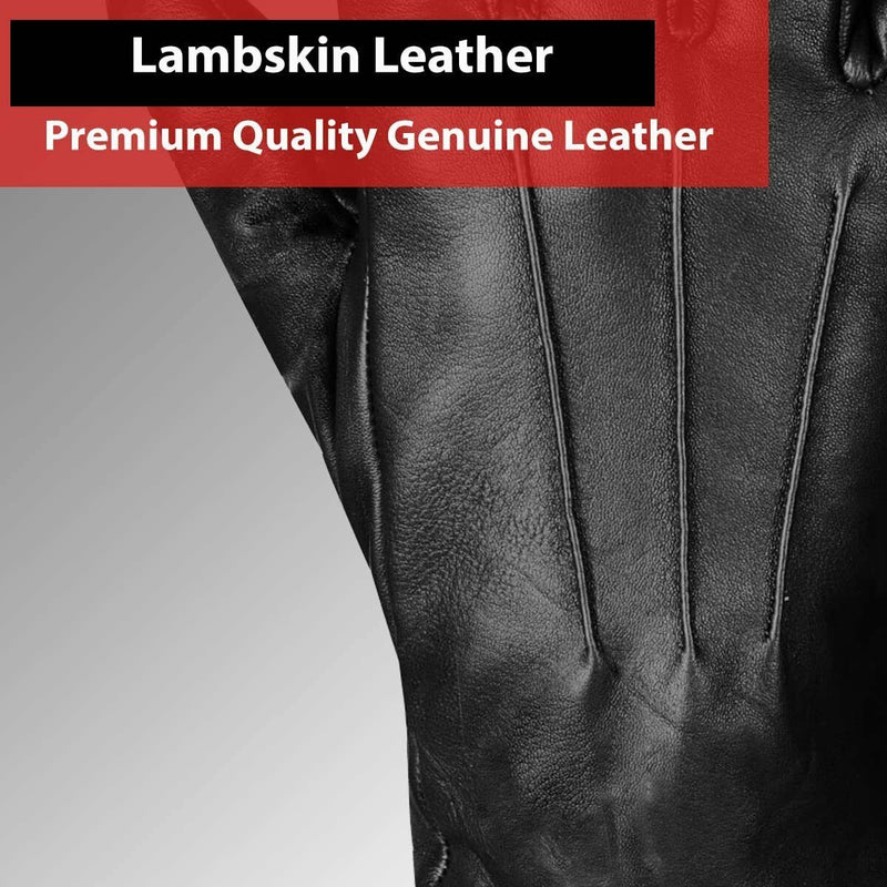 1/2-Pairs Vegan Sheepskin Leather Gloves w/Cashmere Lined for Driving Motorcycle