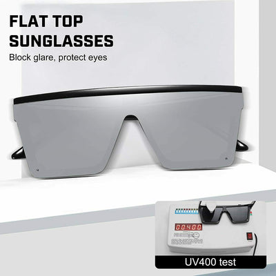 Mirrored Silver Oversized Square Rimless Sunglasses UV Protection Unisex - 2021