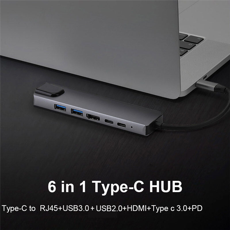 3/5/6/7/8in 1 Type C Hub to USB 3.0 HDMI PD Adapter Docking Station for MacBook