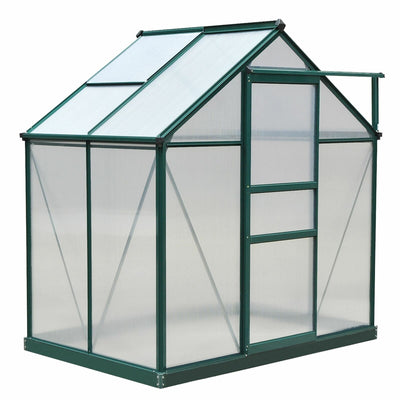 Outsunny 6.2&apos; x 4.3&apos; x 6.6&apos; Walk-In Green House Polycarbonate Greenhouse for