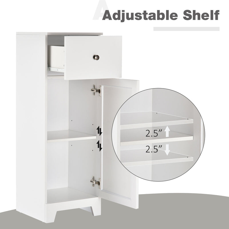 kleankin Small Bathroom Floor Storage Cabinet w/ 1 Drawer and Adjustable Shelf