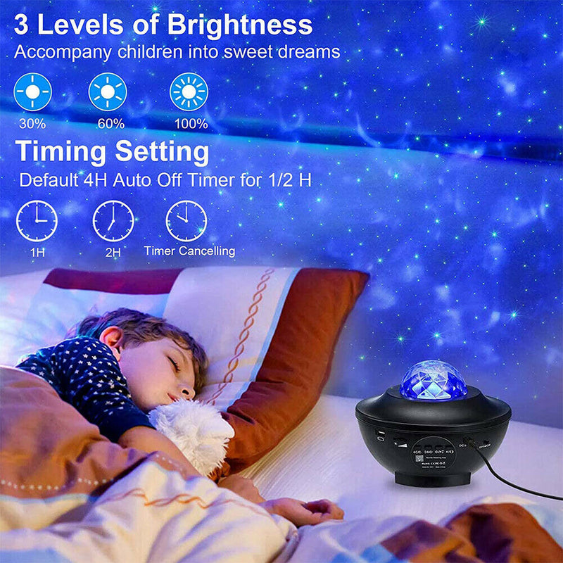 LED Star Light Projector Music Player w/ Bluetooth 5.0 & Timer & Remote Control