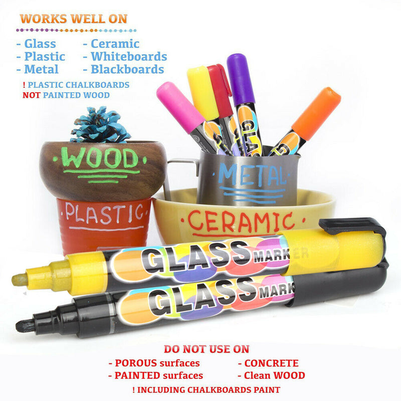 NEW 12 Colors Sets Liquid Chalk Art Marker Pens Boxed Metal Glass LED Writin-6mm