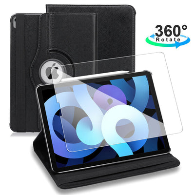 Rotating Multi-Angle Viewing Folio Stand Cover & Matte PET Film for iPad Air 4th