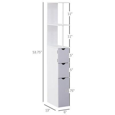 HOMCOM Storage Bathroom Cabinet Scrolled Cupboard Space Saving Open Shelves