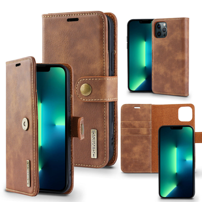 CA Slim Magnetic Closure Vintage Leather Wallet Case for iPhone 13 Pro Max 6.7"