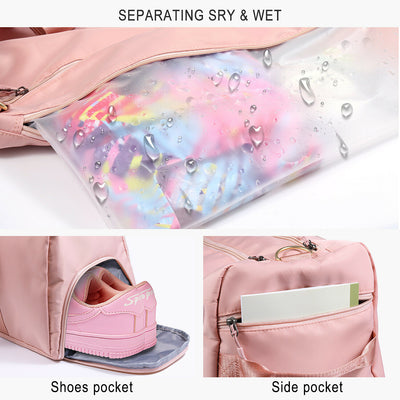 Women Dry Wet Separated Gym Bag with Shoes Compartment for Sport & Travel, Pink