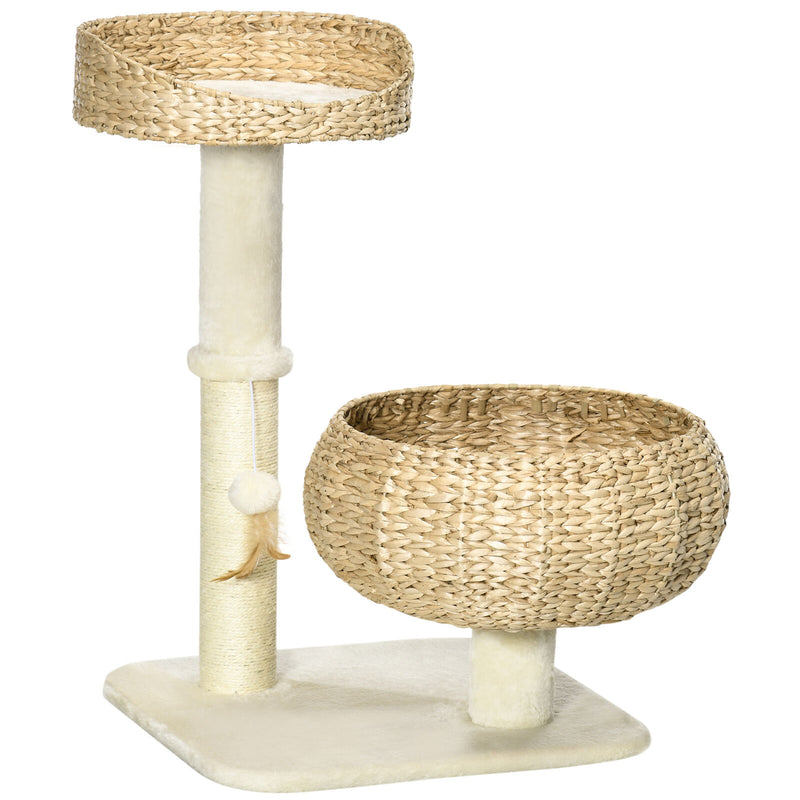 Indoor Modern Cat Tree with Cute Basket Design, Small Cat Tree with Fun Ball Toy