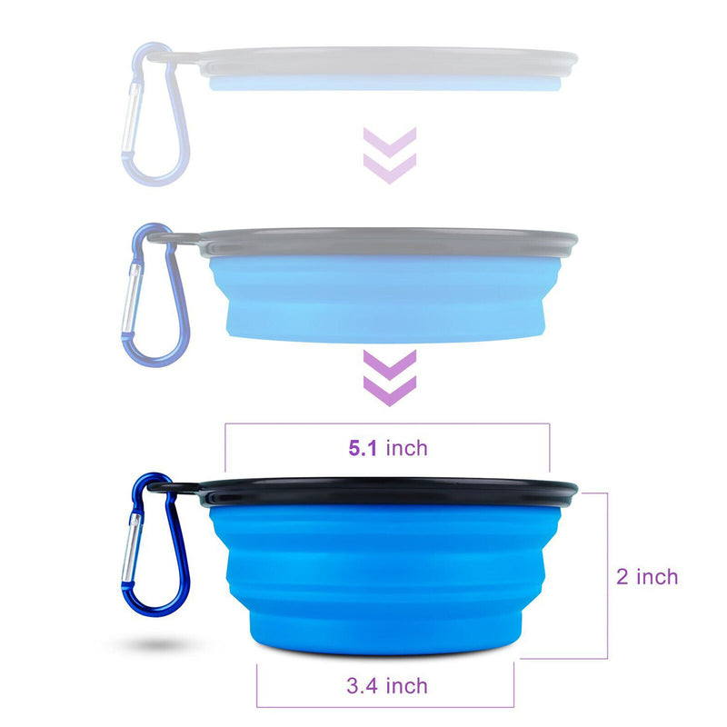 BPA-Free 2-in-1 Pet Food Container w/ 2 Collapsible Dog Bowls for Walking Hiking