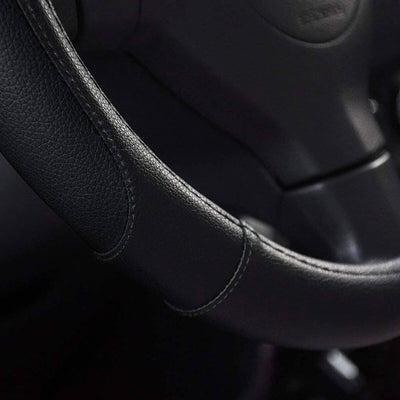 Anti-Slip Microfiber Leather Car Medium Steering Wheel Cover (14.5''-15'',Black)