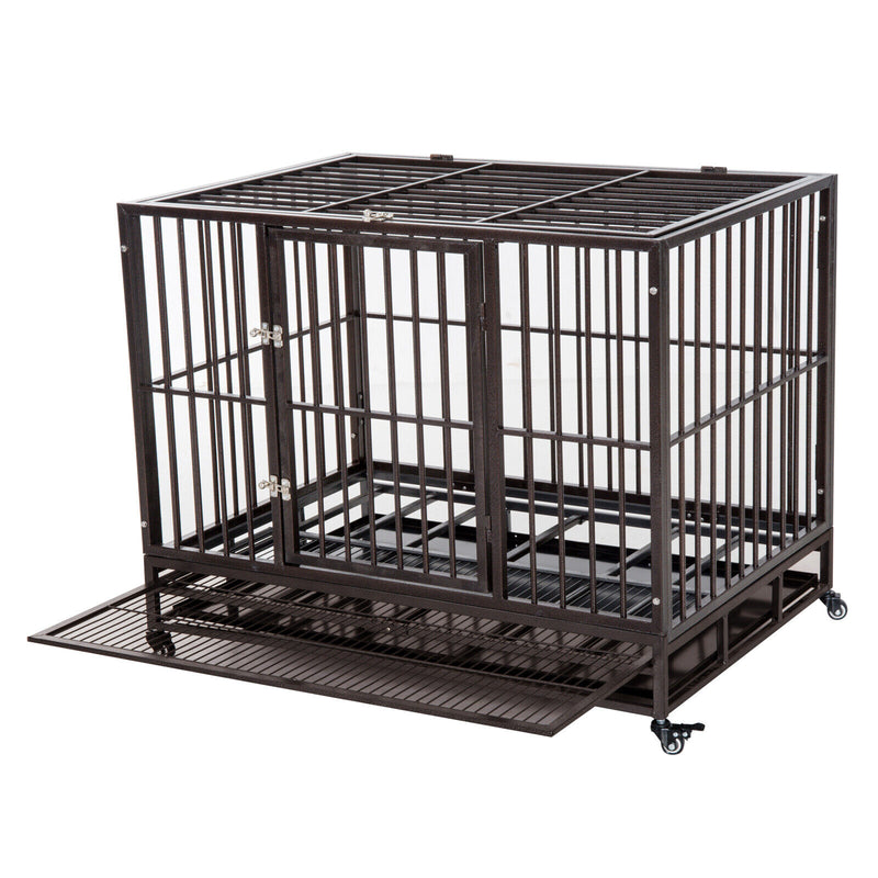 42&quot; Heavy Duty Steel Dog Crate Kennel Pet Cage w/ Wheels 842525120388