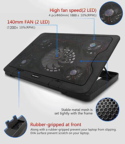 LAPTOP COOLER STAND WITH 5 FAN & TILT FOR 15 17" INCH BUTTON CONTROL COOLING PAD