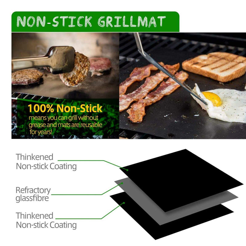 2 PCS BBQ Grill Mat Bake Non Stick Grilling Mats Barbecue Pad