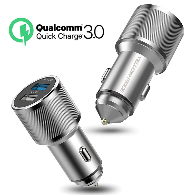 2-Ports 36W Total QC 3.0 5.4A Fast Car Charger + USB A to C Fast Charging Cable