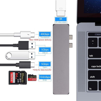 7-in-1 USB C Hub/Adapter 4K HDMI for MacBook Air 13" A1932 2018 Thunderbolt 3