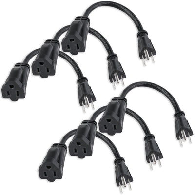 UL&CUL Listed 6inch Power Extension Cord, Universal 3 Prong 125V 13A Cable-Black