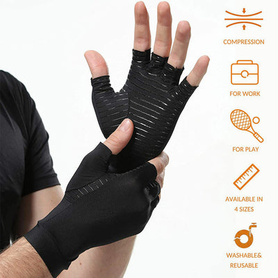 Medical Grade Quality Copper Infused Arthritis Compression Gloves for Men/Women