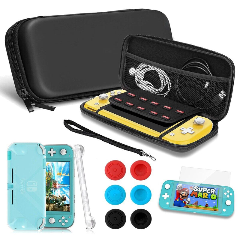 For Switch Lite 2019 Travel Carrying Case + TPU Case + HD Tempered Glass + Caps