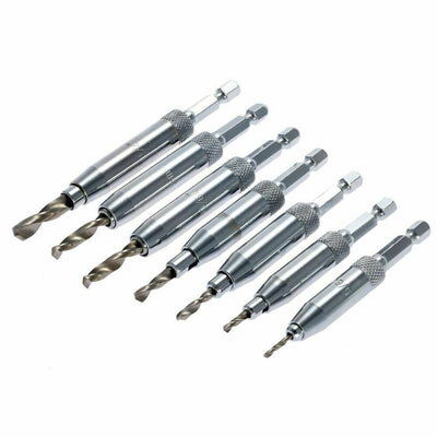 7pcs Woodworking Self Centering Hinge Drill Bit Kit Hole Puncher 5/64&quot;-1/4&quot;