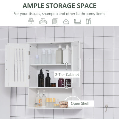 kleankin Wall Mount Bathroom Cabinet, Storage Organizer w/ Cabinet Shelf, White
