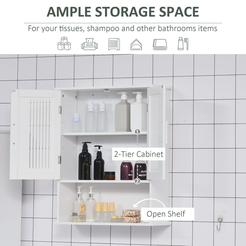 kleankin Wall Mount Bathroom Cabinet, Storage Organizer w/ Cabinet Shelf, White