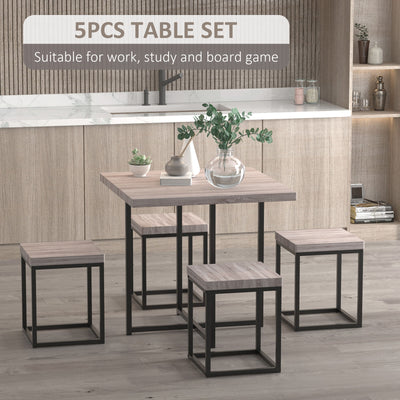 Compact 5pc Kitchen Dining Set Wood Bar Table Chair Home Space Saving Furniture