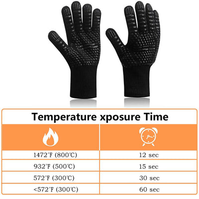 1472 ℉ Extreme Heat Resistant BBQ Gloves Oven Gloves + Baking Mat Non-Stick Red