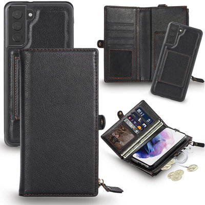 For Galaxy S20/S20+ Plus/S20 Ultra [Magnetic Closure][Zipper Pocket] Wallet Case