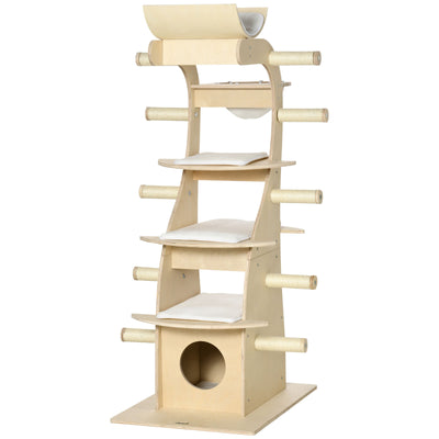 Wood Cat Tree for Climber Kitties, Modern Cat Tree for Indoor Cats, Cat Tower 196393255049