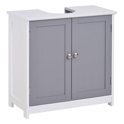 Short Pedestal Sink Washroom Storage Furniture w/Double Doors and Moveable Shelf