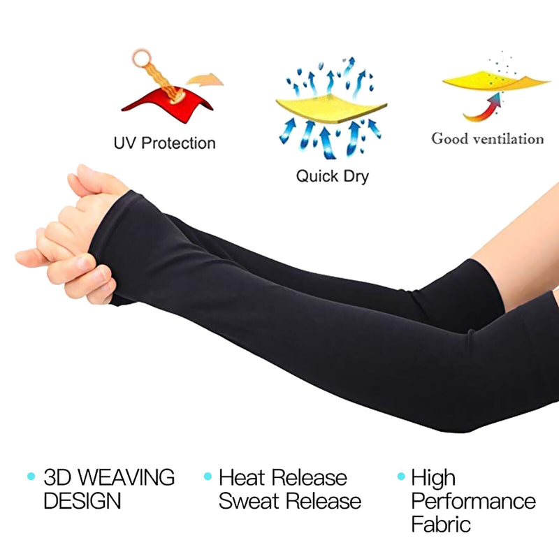 UPF 50 Sun Protection Cooling Arm Sleeves with Thumb Hole to Cover Arms, Unisex