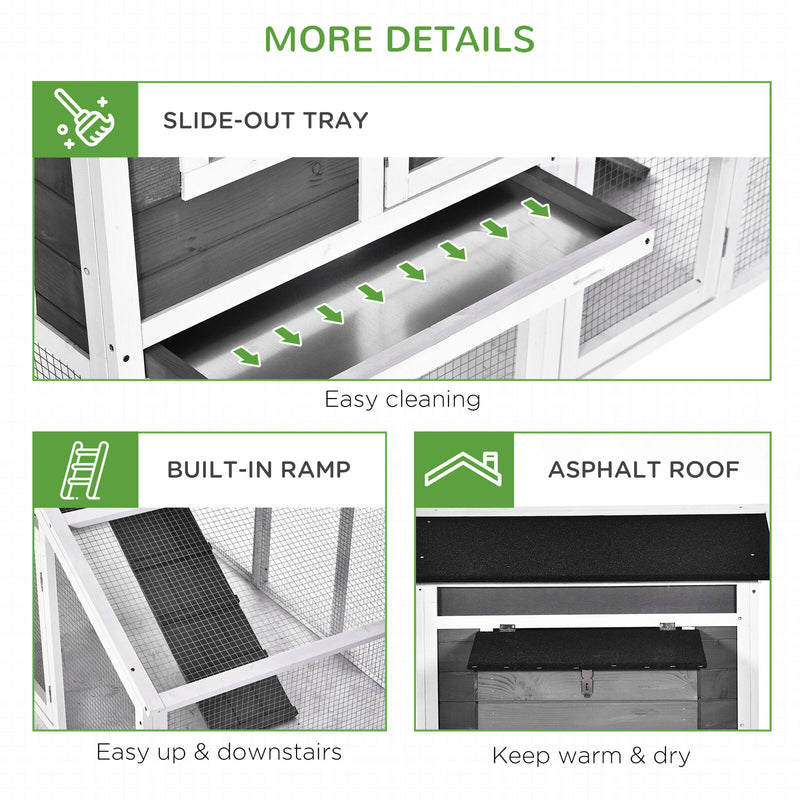 Deluxe Chicken Coop, Small Pet Habitat w/ Outdoor Run, Removable Cleaning Tray 196393066768