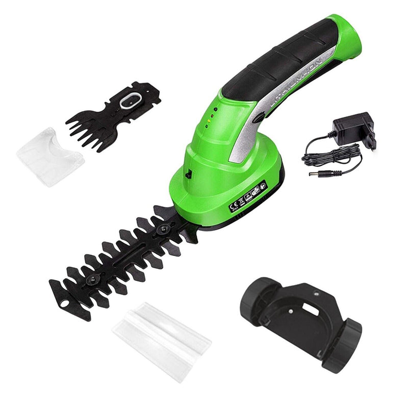 2 in 1 Electric Hand Held Grass Shear Hedge Trimmer Shrubbery Clipper Cordless