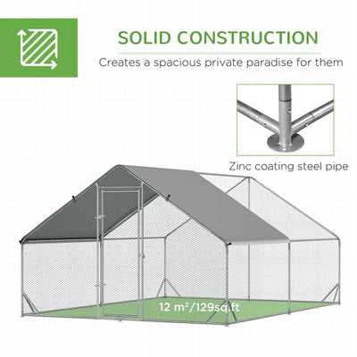 10&apos; x 13&apos; 6.5&apos; Chicken Coop Cage, Outdoor Hen House w/Cover &amp; Lockable Door 196393165850