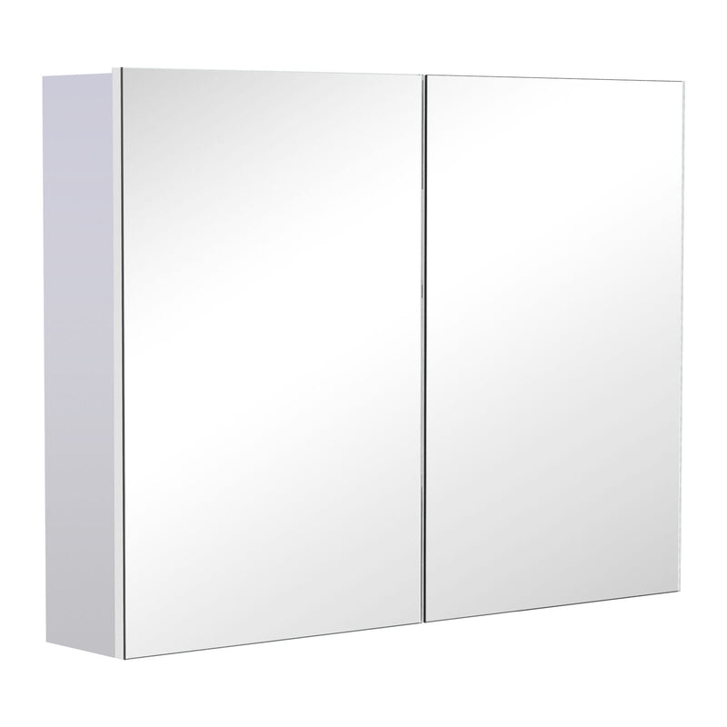 Bathroom Mirror Cabinet Wall Mounted with Double Door Storage Shelves White