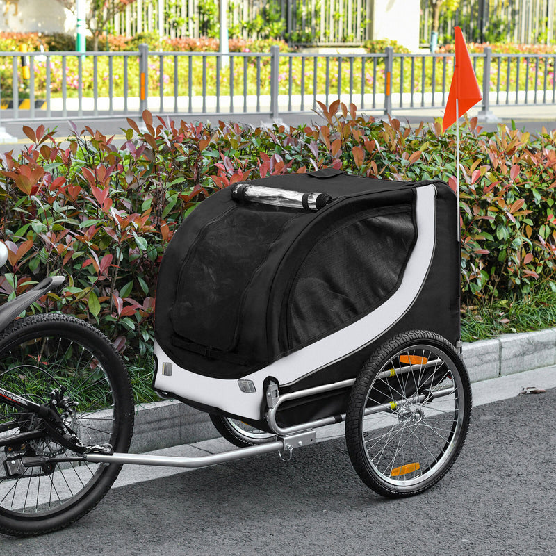 Pet Bike Trailer Dog Cat Travel Carrier Foldable Black