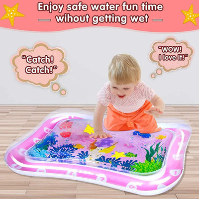 Inflatable Baby Tummy Time Water Mat Sensory Toys for 3 to 12 Month Activity toy