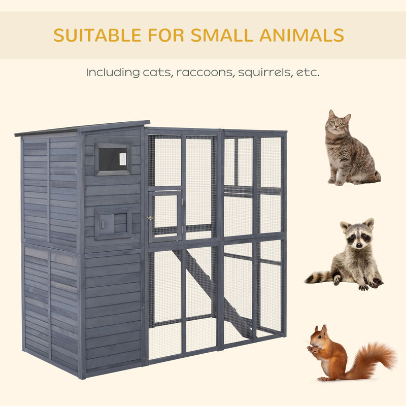 Large Cat House with 4 Stories, Indoor and Outdoor Cat Enclosure, Catio